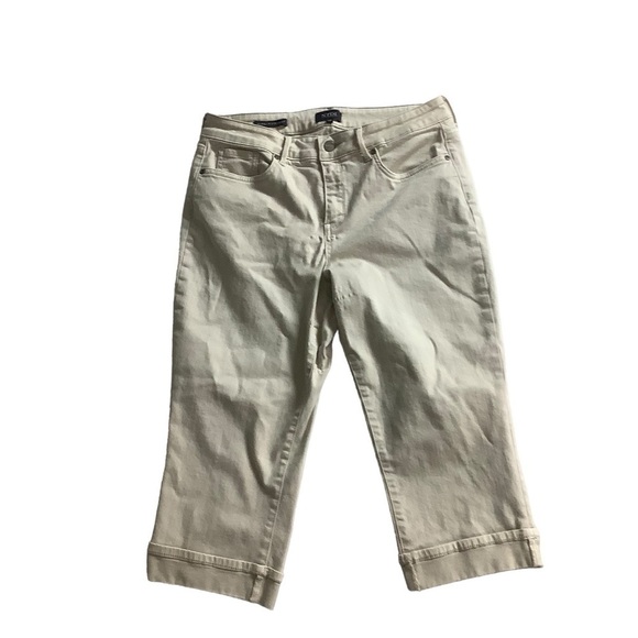 NYDJ Jeans Marilyn Straight Cut Cropped Cream Size 12P LIFTxTUCK Technology - Picture 1 of 10